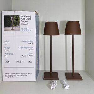Aoceley Brown Cordless Table Lamp 2 Pack